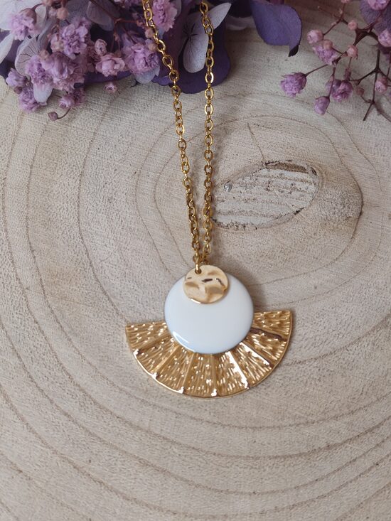 Collier en acier inoxydable doré blanc 🤍 réf.C1233