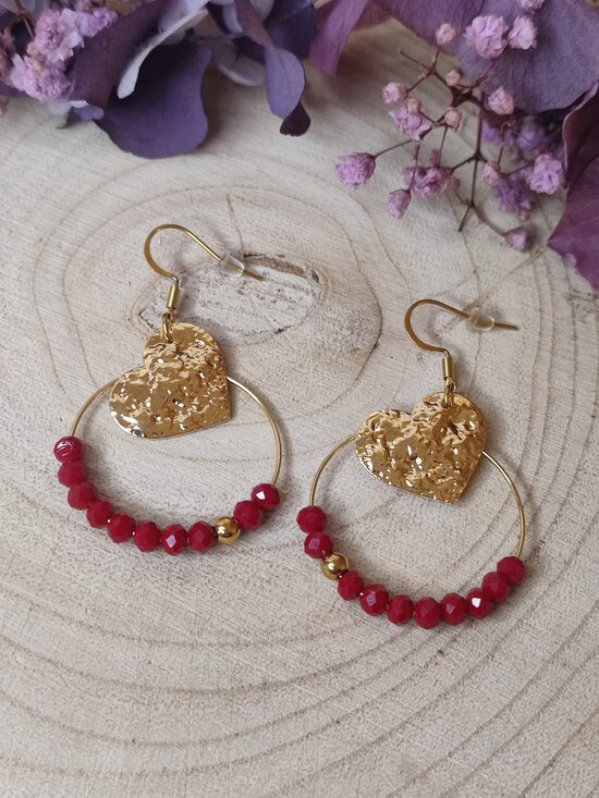 Boucles d'oreilles créoles laiton et acier inox ♥️ réf.C10D