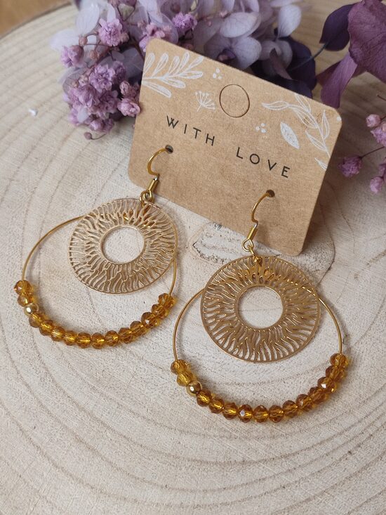 Boucles d'oreilles créoles laiton et acier inox 🤍 réf.C10F