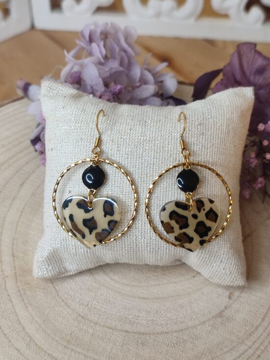 Boucles d'oreilles coeurs léopard 🖤🤎 réf.C8T
