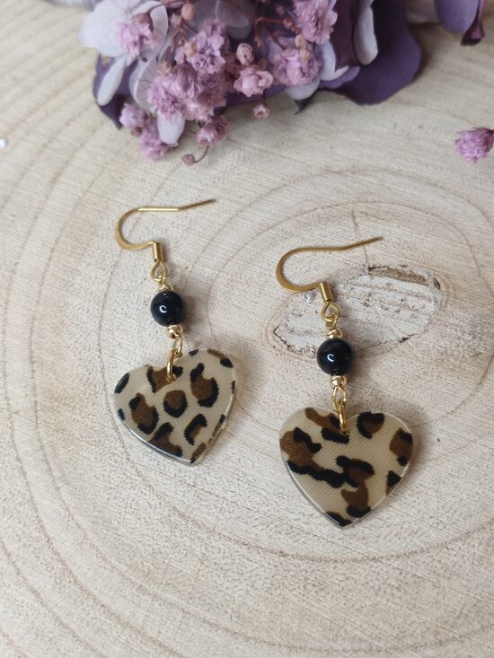 Boucles d'oreilles coeurs léopard 🖤 réf.C8R