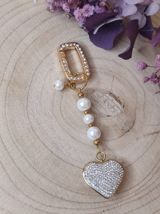 Bijou de sac/porte-clés coeur strass 🤍 réf.C7KK