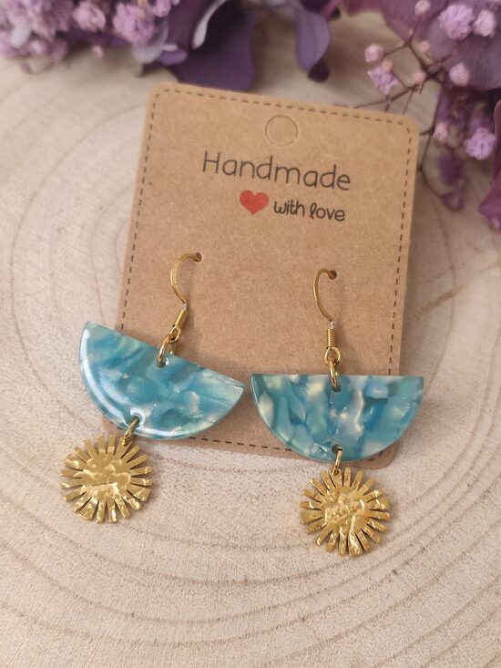 Boucles d'oreilles acier et acétate 🩵