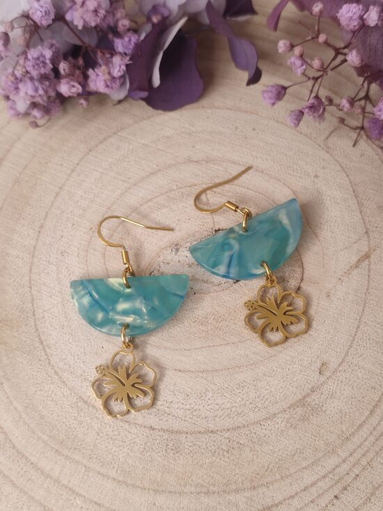 Boucles d'oreilles acier et acétate 🩵