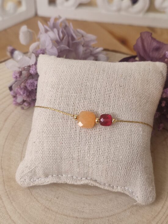 Bracelet acier inoxydable et ses perles facettées colorées ❤️