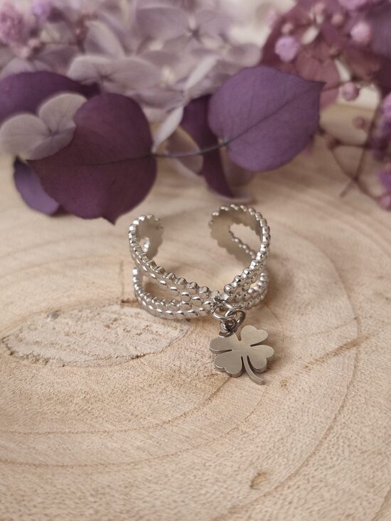 Bague réglable acier inoxydable argenté 🌸