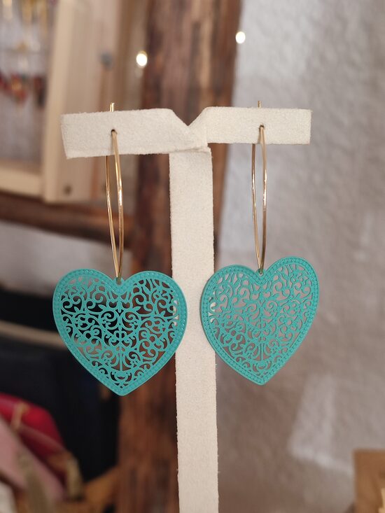 Boucles d'oreilles laiton et métal peint réf.C6HH