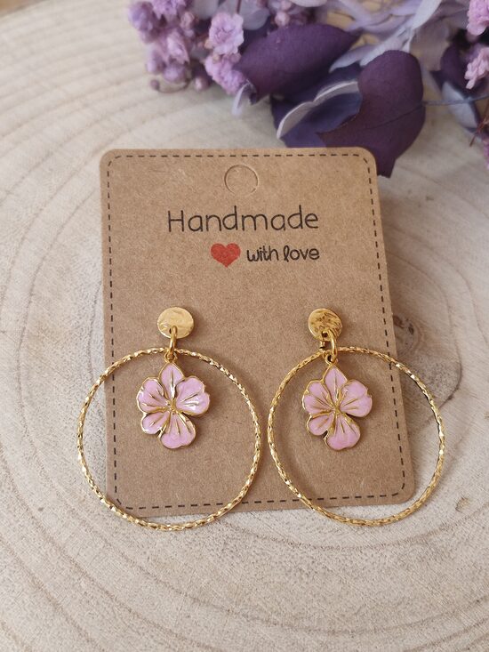 Boucles d'oreilles fleurs 🌸 acier inoxydable et laiton 🌸