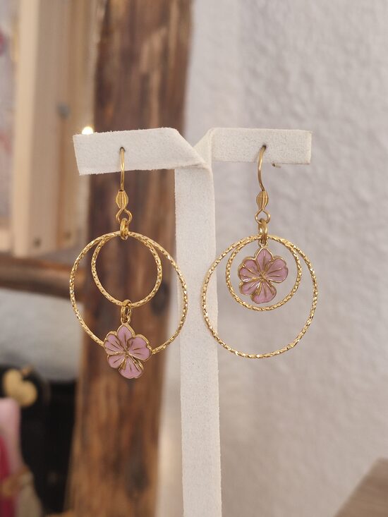 Boucles d'oreilles fleurs 🌸 acier inoxydable et laiton 🌸