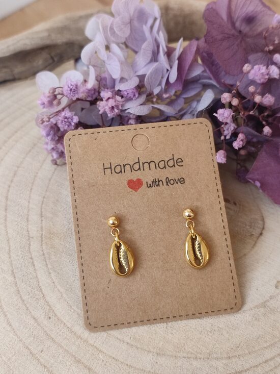Boucles d'oreilles cauri en acier inoxydable 🤍 réf.B1160