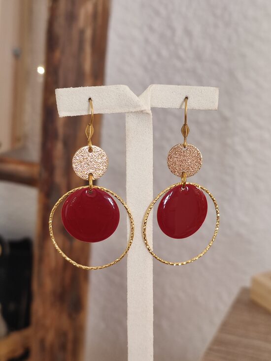 Boucles d'oreilles en laiton doré et acier inox ❤️ réf.C6JJ