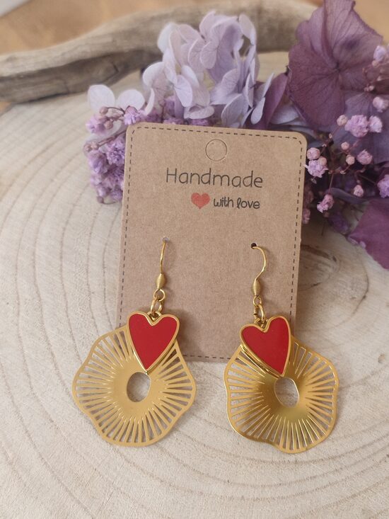 Boucles d'oreilles coeur ❤️  en acier inoxydable réf.C7E