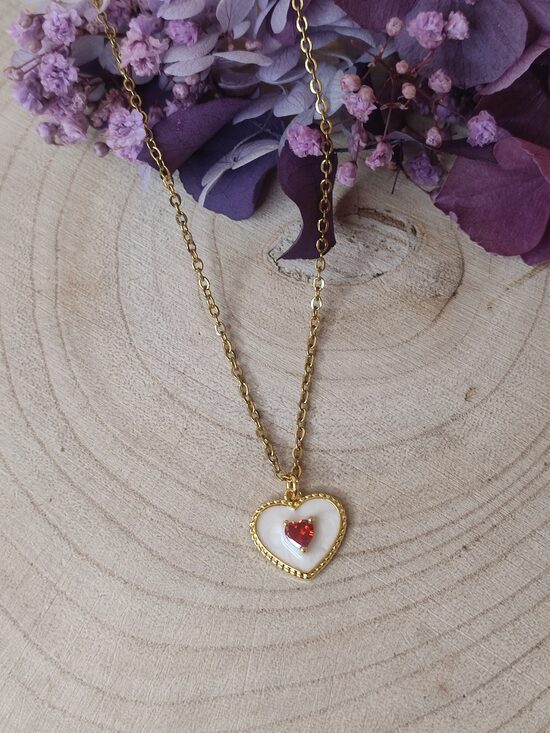 Collier en acier inox doré et son coeur ❤️ réf.C7F