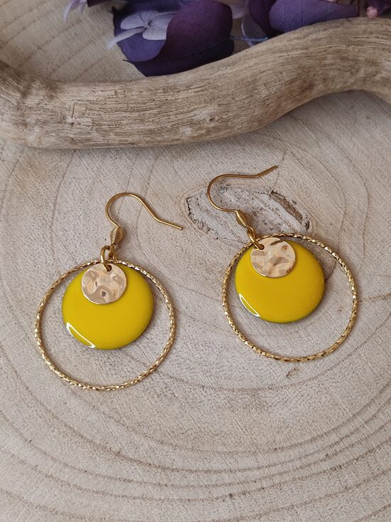 Boucles d'oreilles acier et laiton 💛