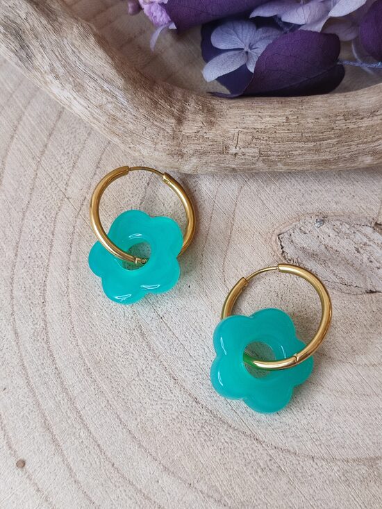 Boucles d'oreilles fleurs 🩵