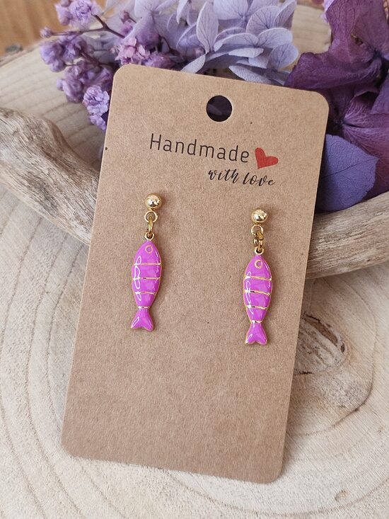 Boucles d'oreilles clous poissons 🩷