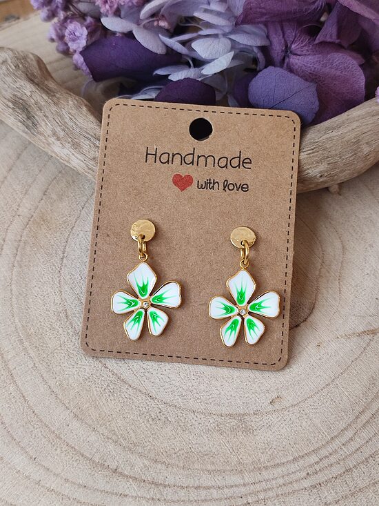 Boucles d'oreilles petites fleurs acier 💚