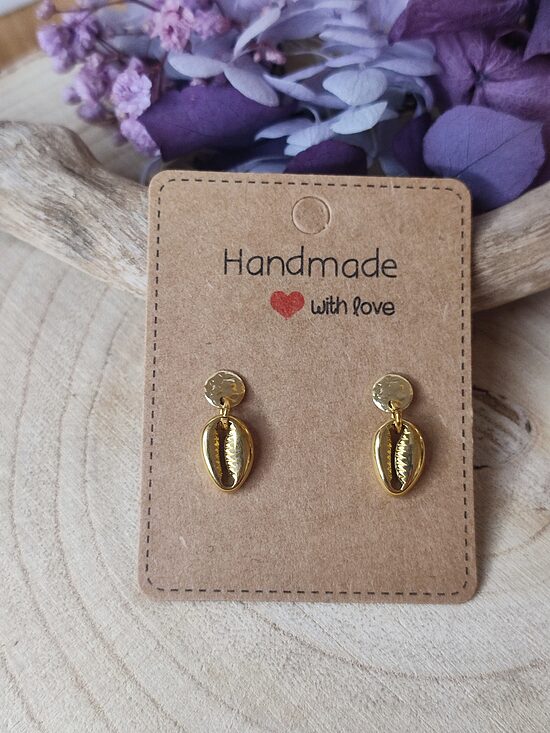 Puces d'oreilles cauris en acier inoxydable 🐚