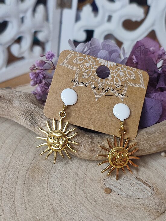 Puces d'oreilles soleil 🌞 en acier inoxydable 