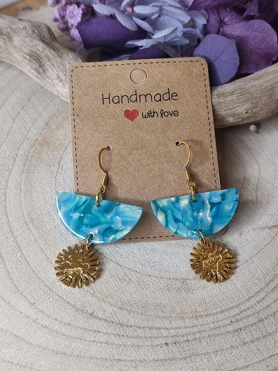 Boucles d'oreilles acier et acétate 🩵