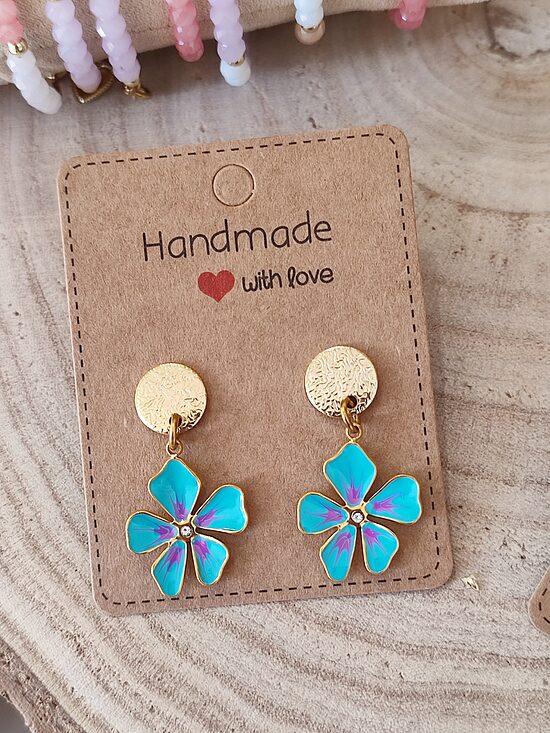 Boucles d'oreilles petites fleurs acier 🩵