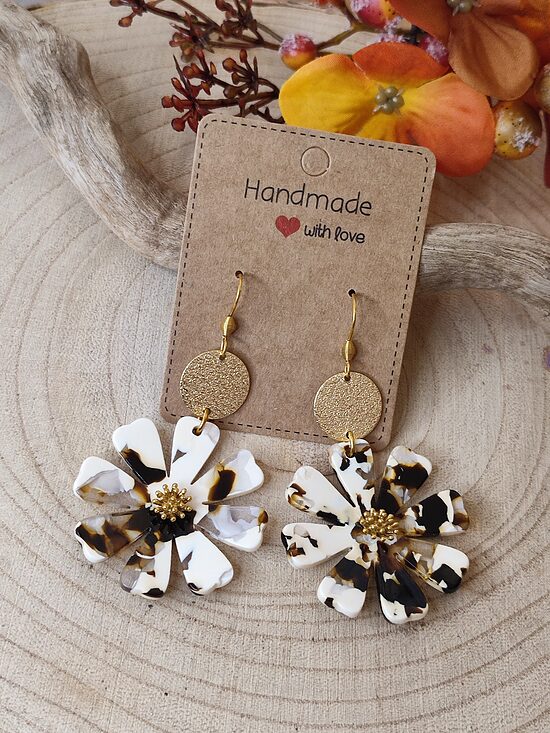 Boucles d'oreilles acier inoxydable et résine 🤎
