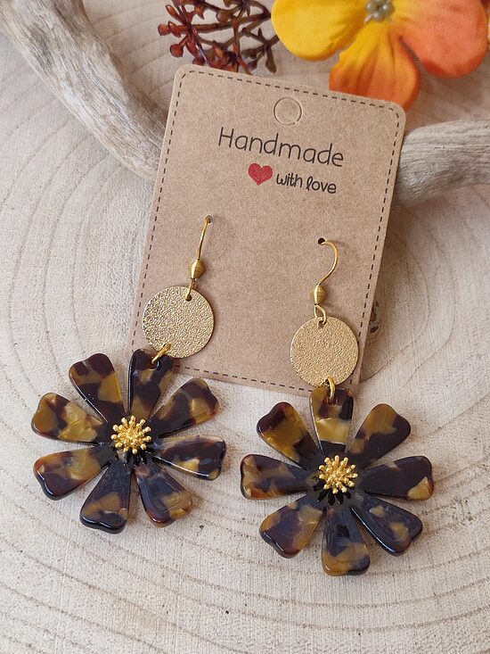 Boucles d'oreilles acier inoxydable et résine 🤎