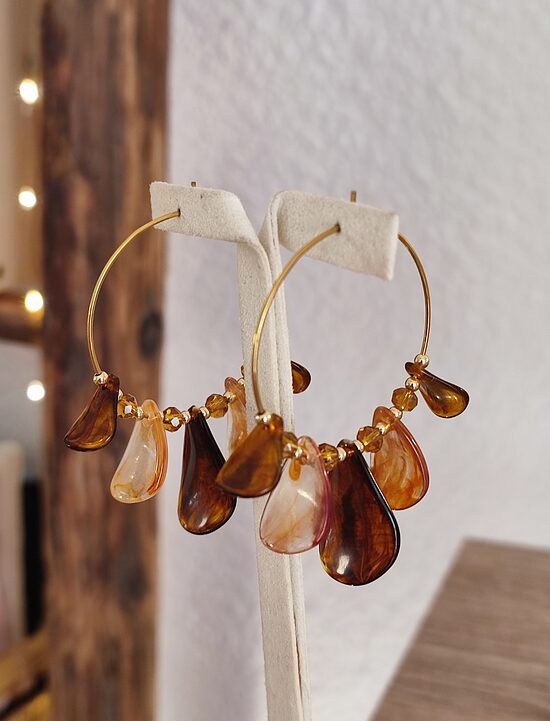 Boucles d'oreilles créoles acier inoxydable et ses pétales 🤎