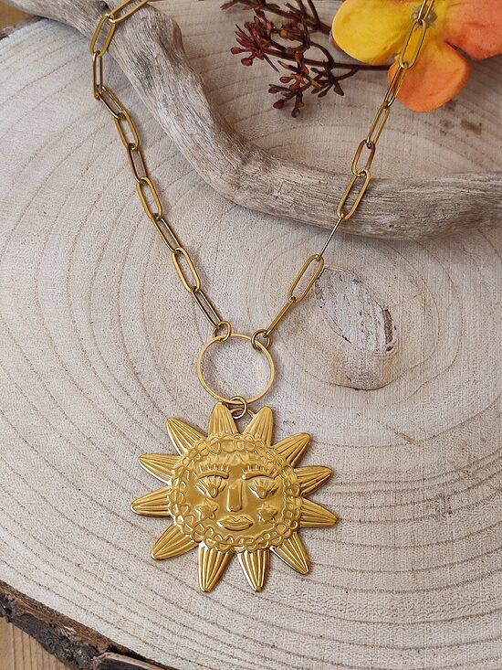 Collier acier inoxydable soleil ☀️