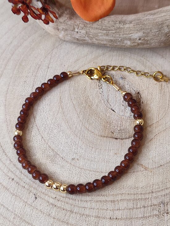 Bracelet acier inoxydable et ses perles chocolat 🤎