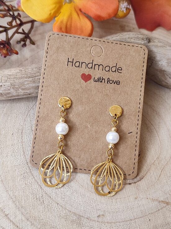 Boucles d'oreilles clous et perles de verre 🤍 