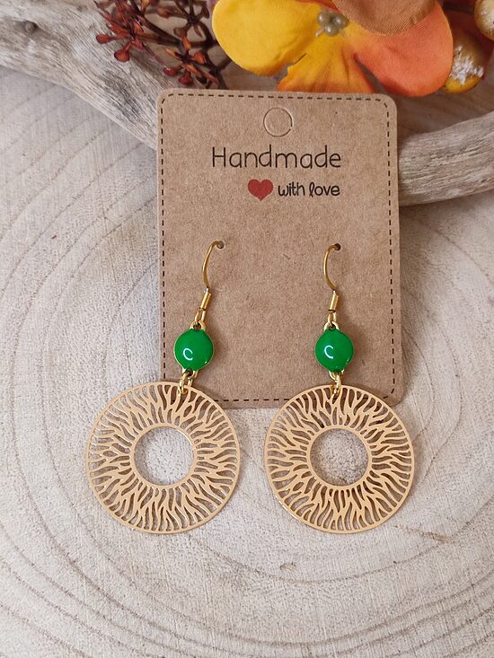 Boucles d'oreilles acier inoxydable et laiton 💚