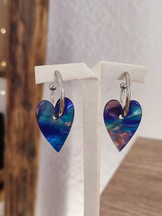 Boucles d'oreilles créoles cœurs 💙