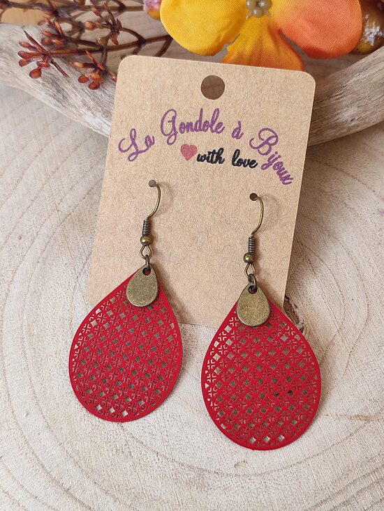 Boucles d'oreilles en laiton et métal peint ❤️