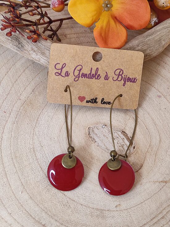 Boucles d'oreilles en laiton et sequins rouges ❤️ 