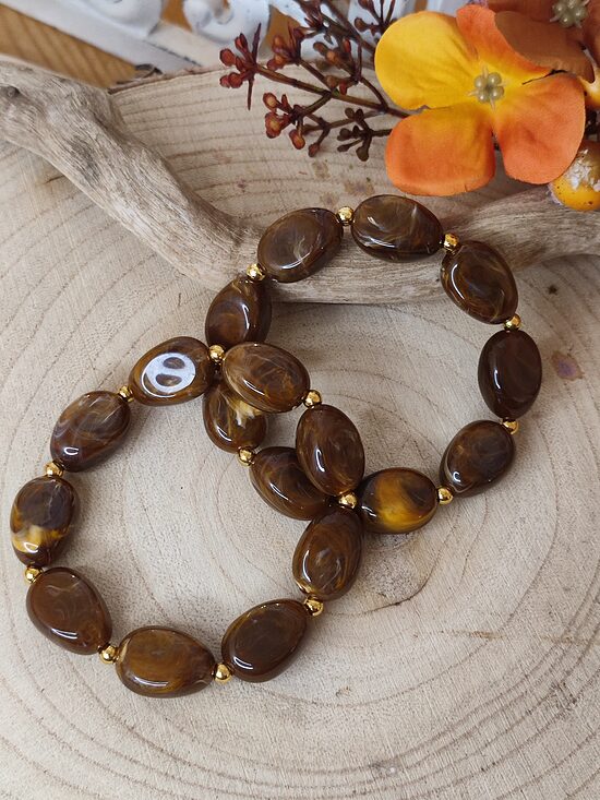 Bracelet élastique en perles acryliques 🤎