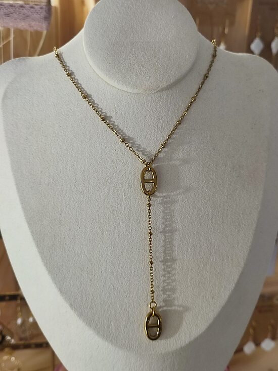 Collier Y maille marine ✨