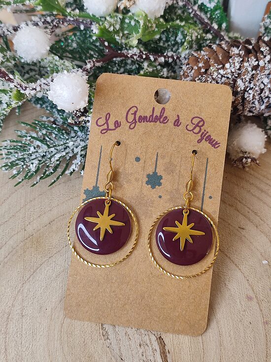 Boucles d'oreilles acier inox et laiton 🍇