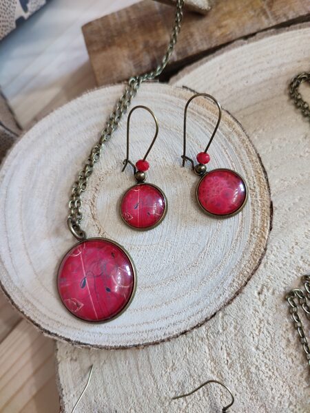 Parure cabochons en laiton coquelicots ♥️ réf.P571