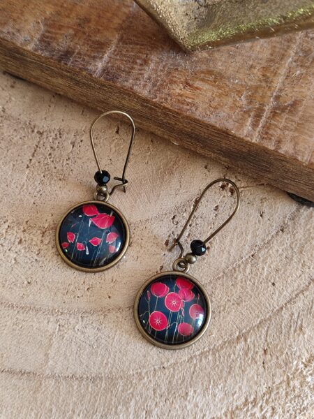 Boucles d'oreilles en laiton et ses cabochons réf.B574