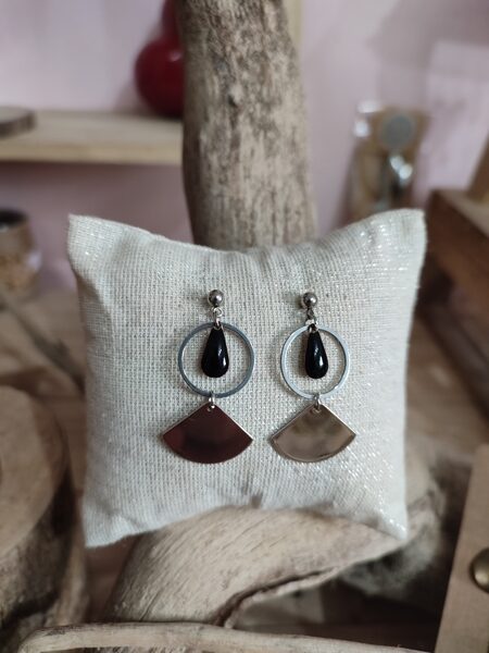 Boucles d'oreilles clous acier inox argenté réf.B659