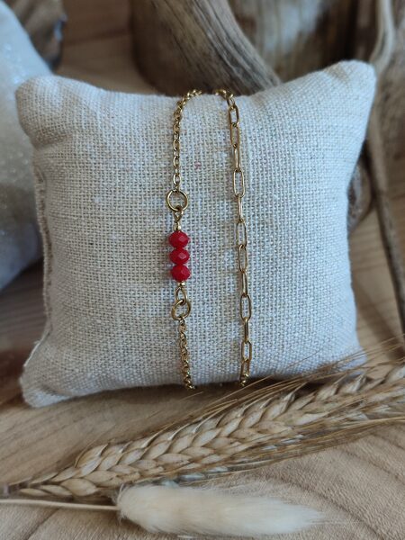 Bracelet en acier inox doré et ses perles réf.B708