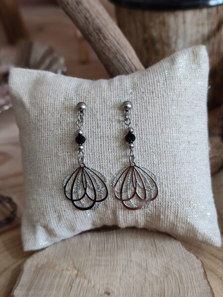 Boucles d'oreilles acier inox argenté réf.B741