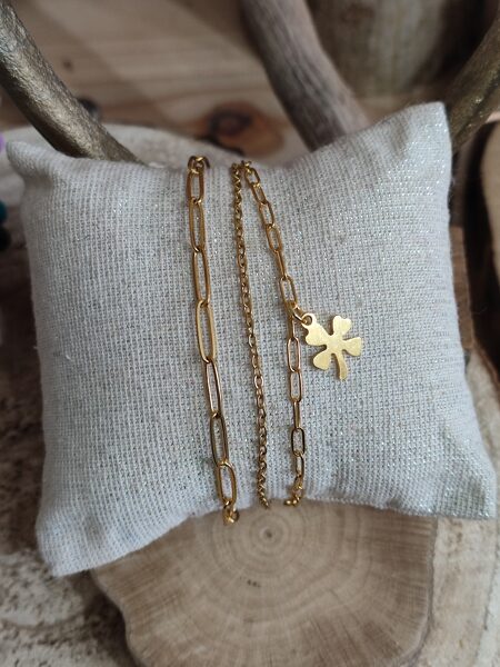 Bracelet triple rang en acier inox doré réf.B834