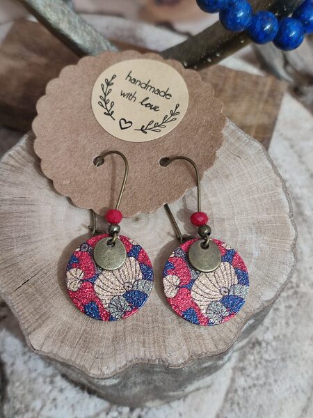 Boucles d'oreilles en laiton et sequins pailletés réf.B839