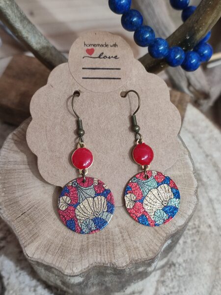 Boucles d'oreilles en laiton et sequins pailletés réf.B841