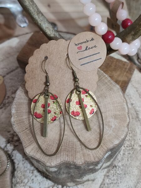 Boucles d'oreilles en laiton et sequins pailletés réf.B503