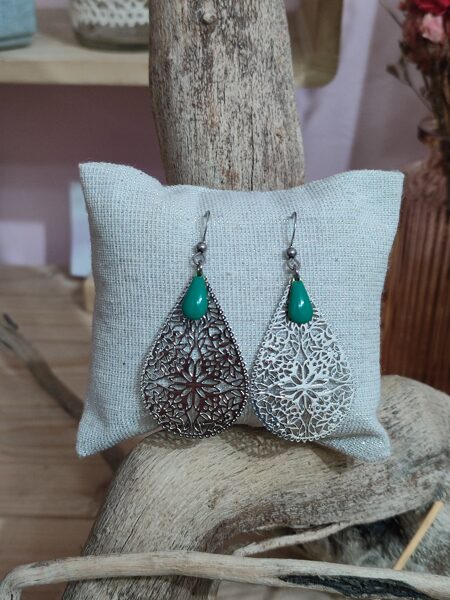 Boucles d'oreilles acier inox argenté et métal peint argenté réf.B929