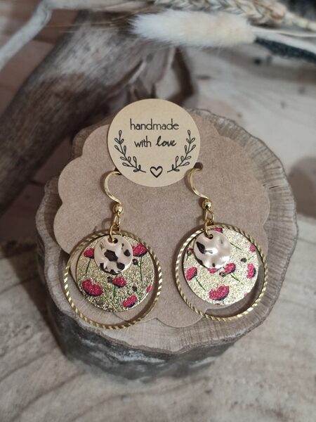 Boucles d'oreilles en laiton doré et acier inox ❤️ réf.B938