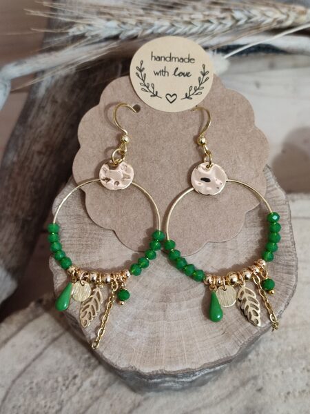 Boucles d'oreilles créoles laiton et acier inoxydable 💚 réf.B943